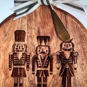 Acadia bevel board with ribbon and spreader knife nutcracker