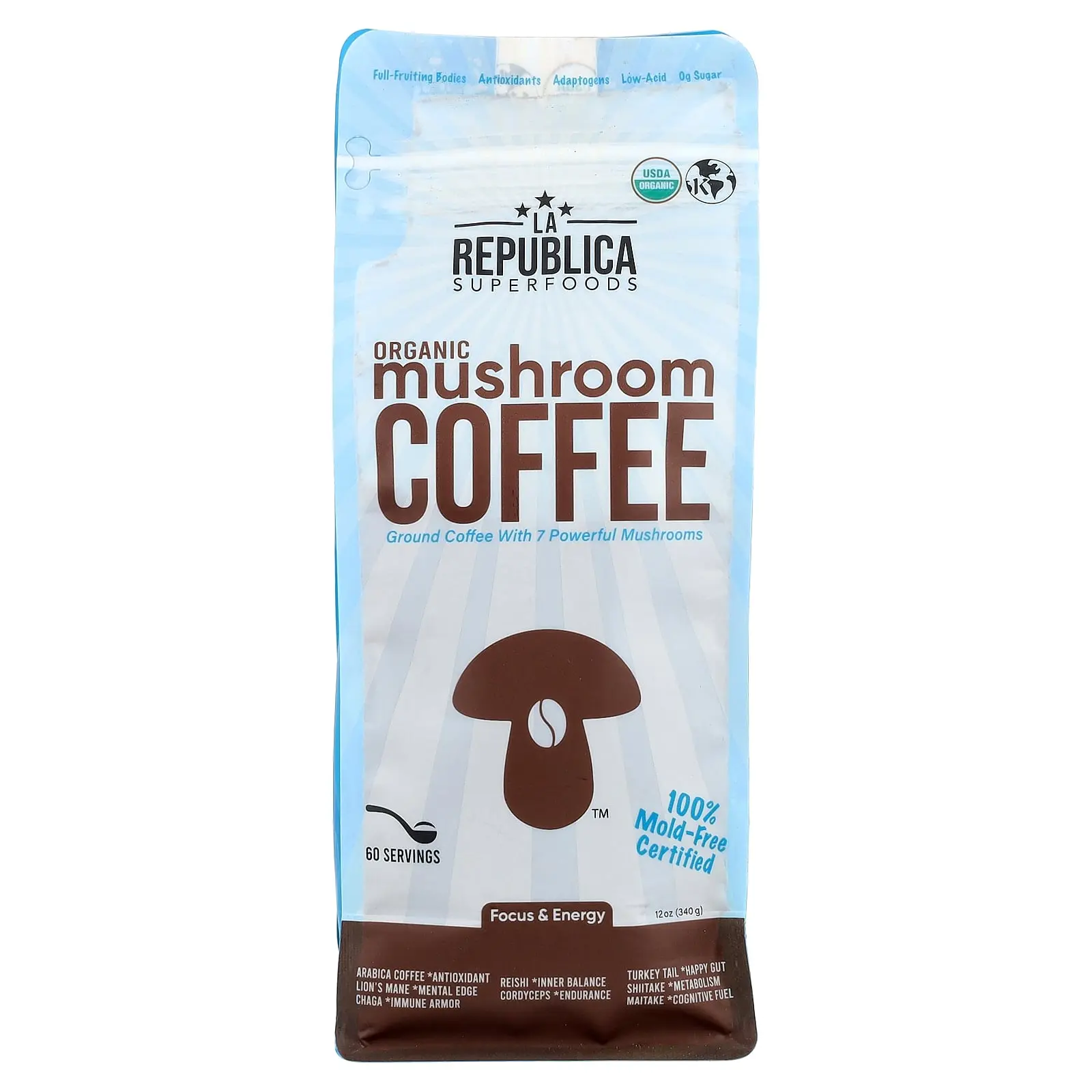 La Republica Organic Mushroom Coffee, Ground, 12 oz (340 g)