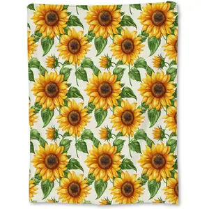 Sunny Sunflower Blanket, Soft Lightweight Flannel Throw Blanket for Couch, Bed, Travel, Living Room & Home Decor, Cozy Warm Fluffy Fuzzy Blankets for Adults Kids Women Girls 60×50 in