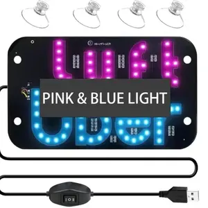 Uber LED Taxi Light Sign – Dual  lyft  Color Blue & Pink, USB Powered with On/Off Switch, Suction Cup Mount for Windshield