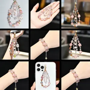 Boho Handmade Beaded Phone Charm! Cute Crystal Wrist Strap with Keychain, Aesthetic Phone Accessory for Women & Girls, Fits All Phones, Perfect Bag Charm Gift