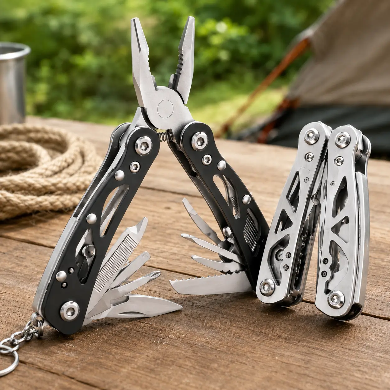 12-in-1 Compact Stainless Steel Multitool Pocket Pliers - Portable Repair Tools, DIY Hand Tool with Folding Knife, Screwdriver, Bottle Opener, Work Accessories for Home Repairs, Hiking, Campfire/BBQ Party Mens Gifts