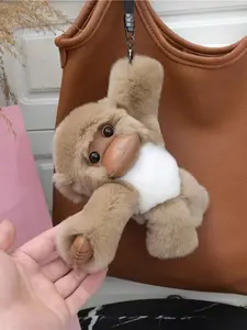 Cute Plush Monkey Keychain, Faux Squirrel Fur Bag Charm, Keychain Kawaii, Monkeys Doll Gift, Soft Toy Accessory, Perfect for Bags & Keys