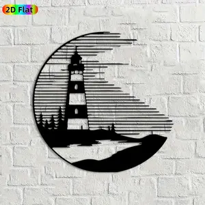 1pc Lighthouse Metal Wall Art,Lighthouse Statue Mural, Ideal Gift for New Year, Easter, Coastal Decor Enthusiasts, Weather-Resistant Metal Wall Decor Wall Sculptures, Perfect for Patio Wall & Garden Fence, Unique Outdoor Metal Art Decor