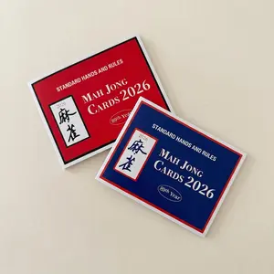 2026 American Mahjong Reference Cards, Standard Hands & Rules Quick Guide, 4-Piece Set, Red or Blue Table Game Accessories