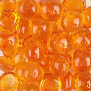 Orange Flat Glass Marbles, 32-37PCS, 200G (0.45LB),  Clear, Safe for Crafts &  Decor