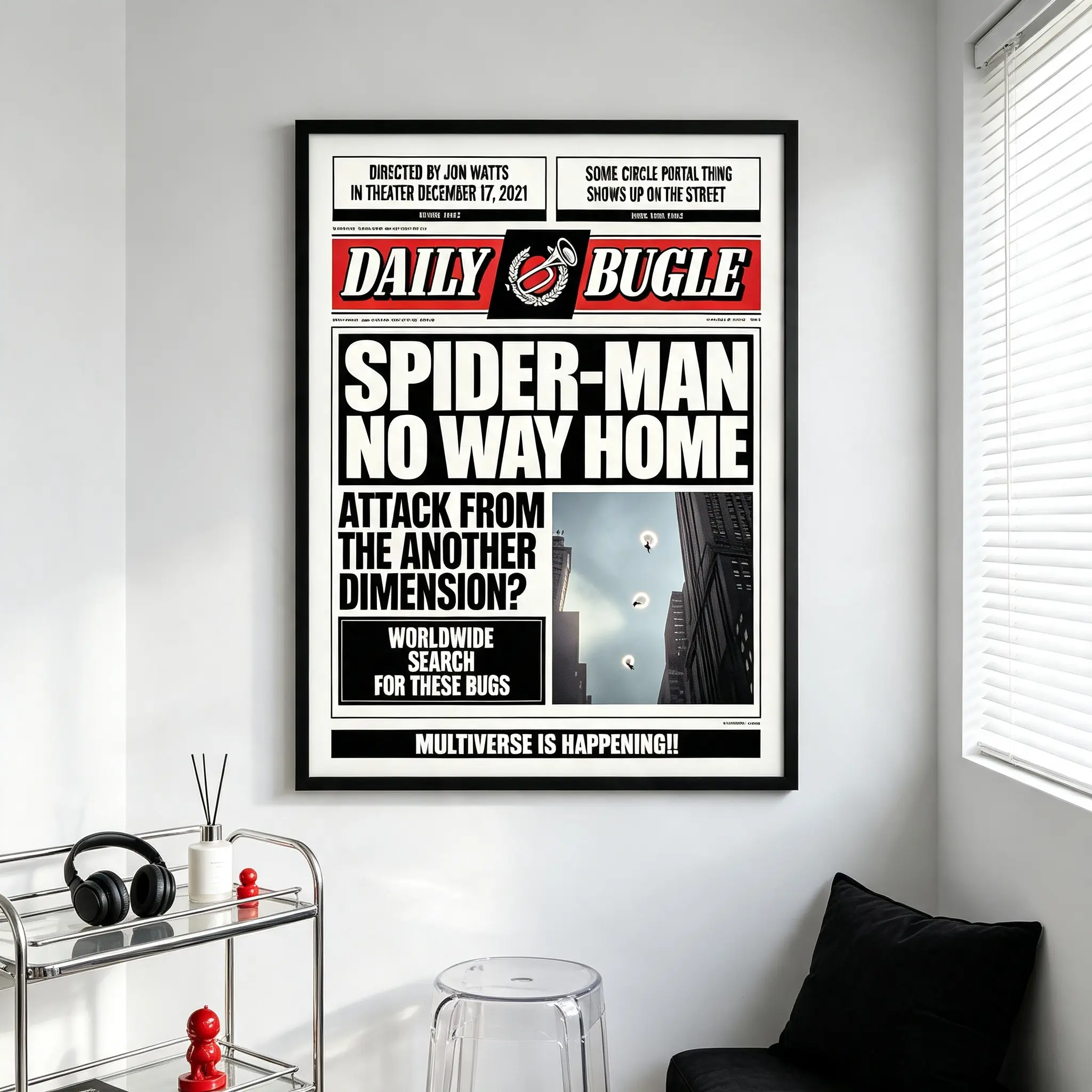 Daily Bugle Spider‑Man Poster, Retro Newspaper Style Wall Art, Aesthetic Room Decor, Marvel Fan Print, Dorm Bedroom Wall Decoration, Unframed