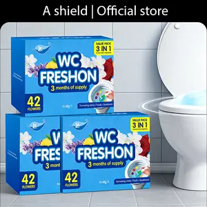 42 Flower Toilet gel Value Package, 3 piece set, 6 kinds of fragrance, long-lasting deodorization toilet cleaning value package