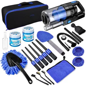 Detailing Kit Interior Cleaner - 17 Count with Handheld Vacuum, Detailing Brushes, Windshield Cleaning Tool & Accessories for Men & Women