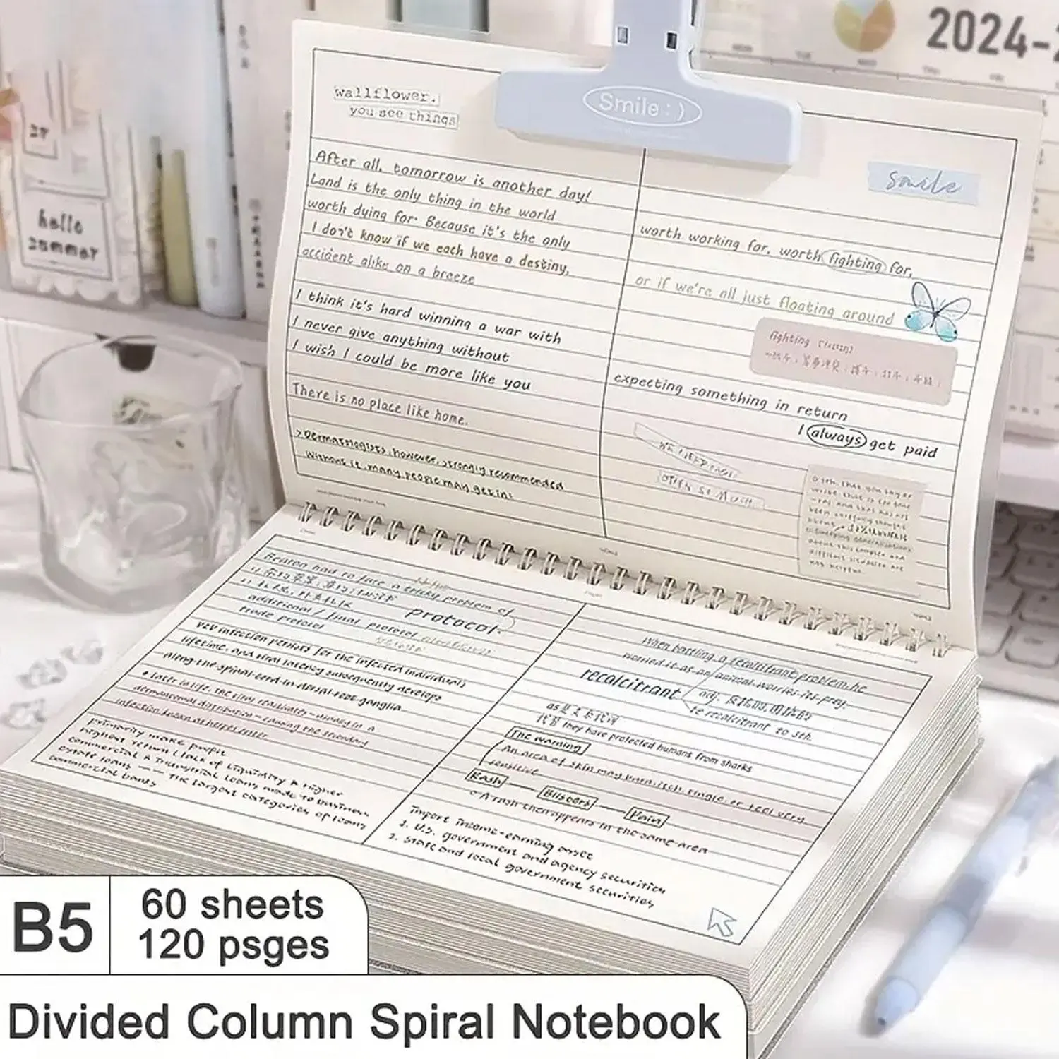 PVC Soft Cover Coiled Notebook, Notebook For School, B5 Size, Horizontal Section Design, Learning Notes, Work Records, DIY Journal, Suitable for Students & Office Workers, Spiral Notebook Journal, Journals For Writing, Student Essentials