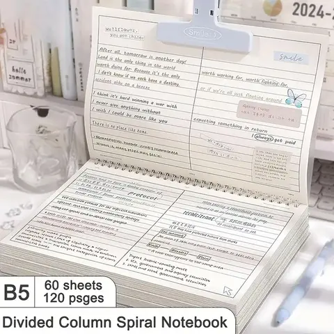 PVC Soft Cover Coiled Notebook, Notebook For School, B5 Size, Horizontal Section Design, Learning Notes, Work Records, DIY Journal, Suitable for Students & Office Workers, Spiral Notebook Journal, Journals For Writing, Student Essentials