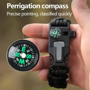 5pcs Camouflage Paracord Bracelet - The Perfect Choice for Outdoor Adventures, a Five-In-One Multifunctional Survival Bracelet Equipped with a Compass, Whistle, And Emergency Rope. This Versatile Outdoor Paracord Camping Accessory.