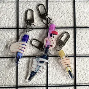 Popular Korean Boy Band Microphone with Acrylic Keychain Around Kim Tae Hyung Jung Kook Keychain Phone Case Pendant Fans Gifts