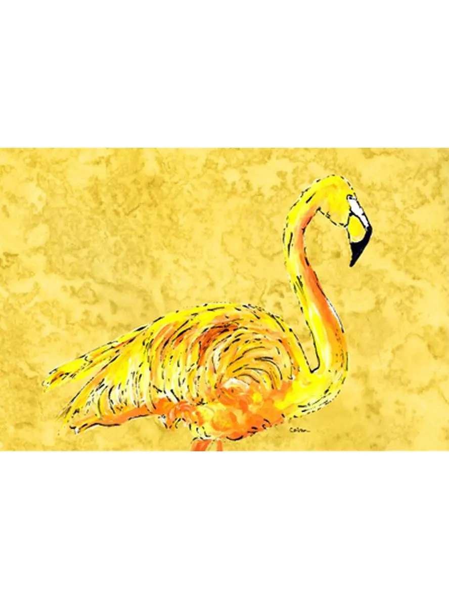 Flamingo On Yellow Fabric Placemat