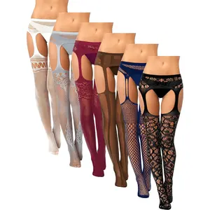 6 Pairs Fishnet Stockings for Women Plus Size Thigh-high Tights with Suspender Design in for Comfort and Style - Womenswear, Fashion