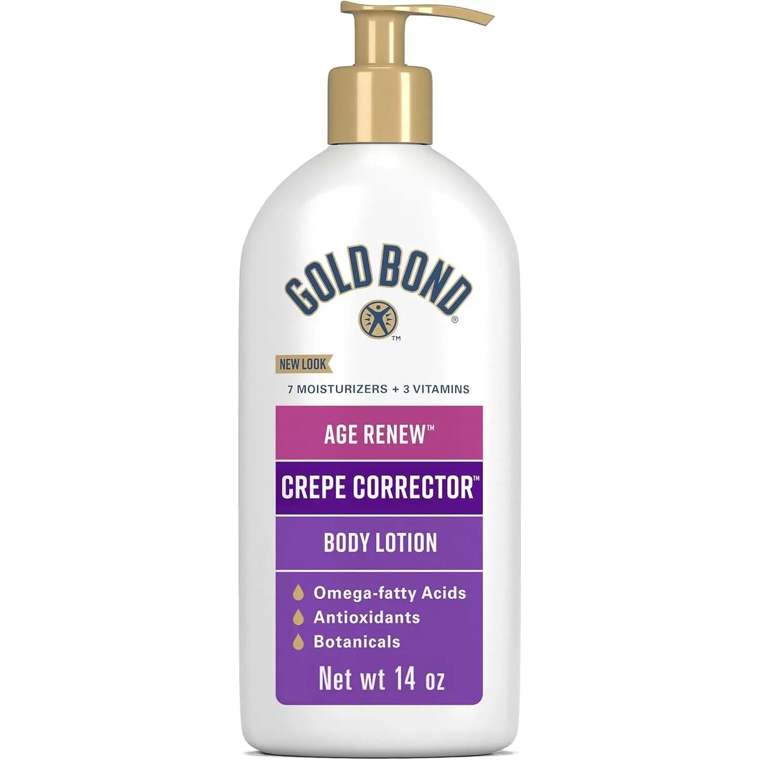 Gold Bond Age Renew Crepe Corrector Body Lotion for Smoothing Crepey Skin with Vitamins, 24 Hour Moisture, Dermatologist-Tested, Fragrance-Free, 14 oz, Body Care, Wrinkles, 24 Hours, Aloe Body Lotions & Creams