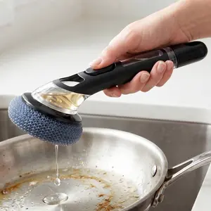 Dish Scrub Brush with Soap Dispensing, Kitchen Cleaning Brush for Pans, Pots, Kitchen Sink, Household Cleaning Tool, PET Brush Head