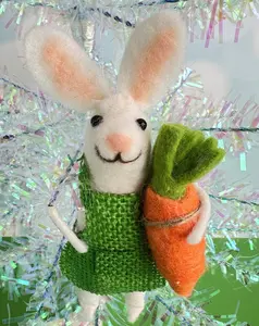beatrice the easter bunny with carrot ornament