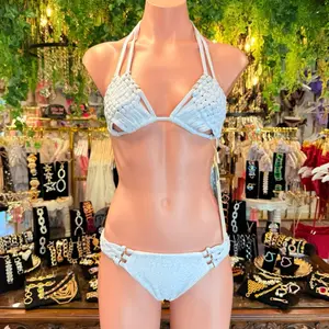 White Braided Bridal Bikini Set - White with Braided Detailing for Bridal Wear