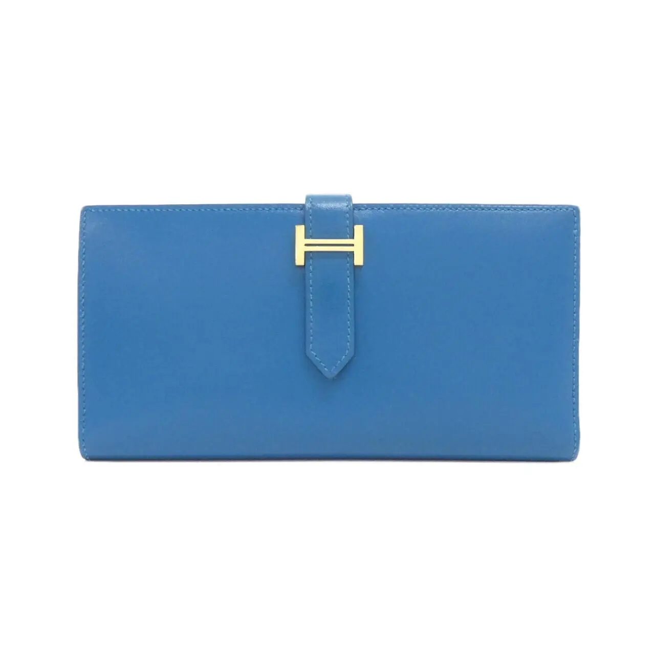 Pre-owned HERMÈS Calfskin Small Leather Goods Hermes Bearn Soufflet Tadelakt Long Wallet