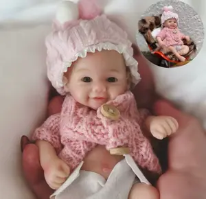 Realistic Cloth Body Vinyl 15" Mini Reborn Doll with Birth Certificate, Baby Bottle, Clothing, and Diaper