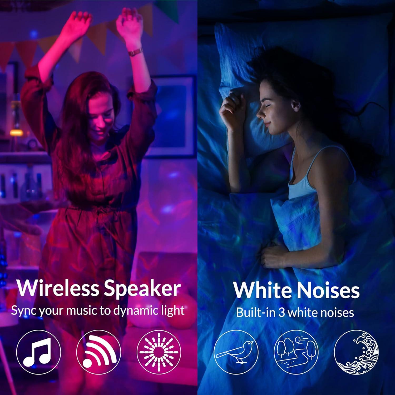 15 Color Star Projector Light with White Noise, Planets Ocean Wave Projector Light, Galaxy Lighting Star Projector for Bedroom, Party, Decor Gifts