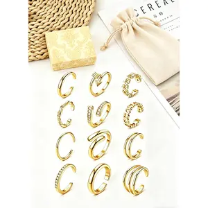 12PCS Toe Rings for Women - 14K Gold Filled Toe Ring Non Tarnish Adjustable Simple Hug CZ Thin Band Toe Rings Summer Beach Foot Jewelry for Women