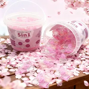 Large Bucket Pack 80pcs/5D Cherry Blossom Scented Laundry Capsules Beads, Long-Lasting Fragrance, Strong Stain Removal Detergent