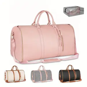 [2-in-1 Foldable Travel Bag] 2-in-1 Foldable Clothing Travel Bag, Carry-on Duffel Bag-Multifunctional Storage Bag Large Capacity Large PU Portable Luggage Bag