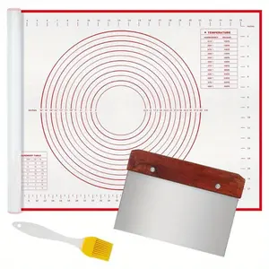 3PCS Heat-Resistant Pastry Baking Mat Non-Stick Non-Slip Surface, BPA-Free Dough Scraper Brush for Professional Rolling, Baking Tools And Equipment, Baking Accessories,Baking Accessories Bundle