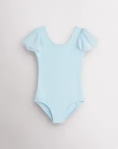 Girls Flutter Sleeve Cotton Dance Leotard