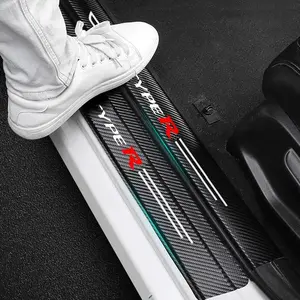 4/5Pcs Car Stickers Threshold Strip Carbon Fiber Interior Decoration For Honda Civic Type R Typr S Car Accessories