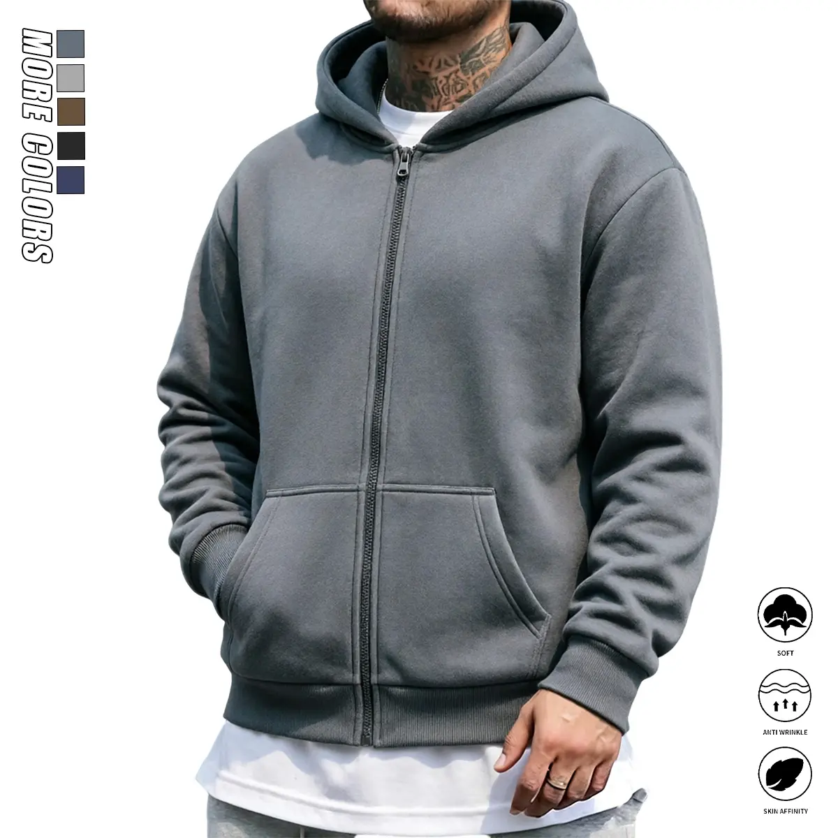 Men’s autumn/winter everyday hooded sweatshirt, made from thick, warm, comfortable material, featuring a classic pullover design and a loose fit.It doesn’t feel restrictive during activities and is perfect for outdoor activities, everyday errands, and cas