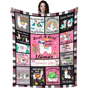 Llama Blanket Llamas Gifts for Women Girls,Cute Alpaca Throws and Blankets Flannel Llamas Sofa Couch Bedroom Living Room Decor Gifts for Llama Lovers