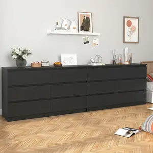 Spaco Black Modern 6-Drawer Dresser for Bedroom - Wide Wood Storage Chest with Deep Drawers, Large Bedroom Organizer Furniture for Closet, Tall Dresser with Smooth Gliding Drawers SummerVibes