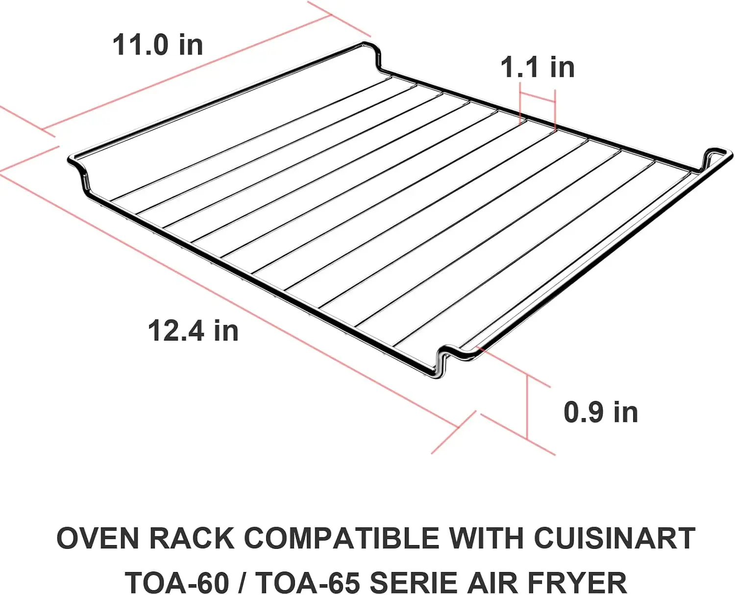 Oven Rack Replacement for Cuisinart TOA-60 TOA-65 Air Fryer Convection Toaster Oven, Dishwasher Safe Air Fryer Wire Rack for Oven Cooking, 12.4" x 11" Cooking Rack & Cooling Rack