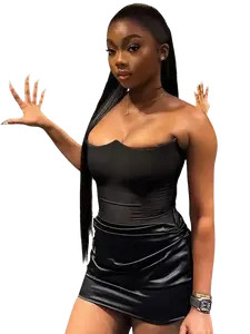 Satin Feel Fitted Bodycon strapless dress Womenswear Casual Fabric party Minimalist Sleeveless