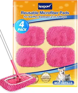 Keepow Reusable Dry Sweeping Cloths Microfiber Wet Mop Pads Compatible with Swiffer Sweeper Mop for Hardwood Surface Floor Cleaning