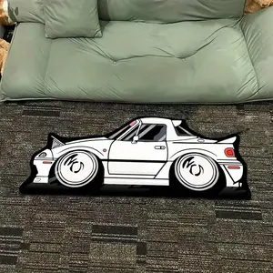 Cartoon Car Shape Carpet, Soft Plush Floor Mat for Bedroom and Living Room, Decorative Rug Gift for Boys, Non-Sensitive Goods