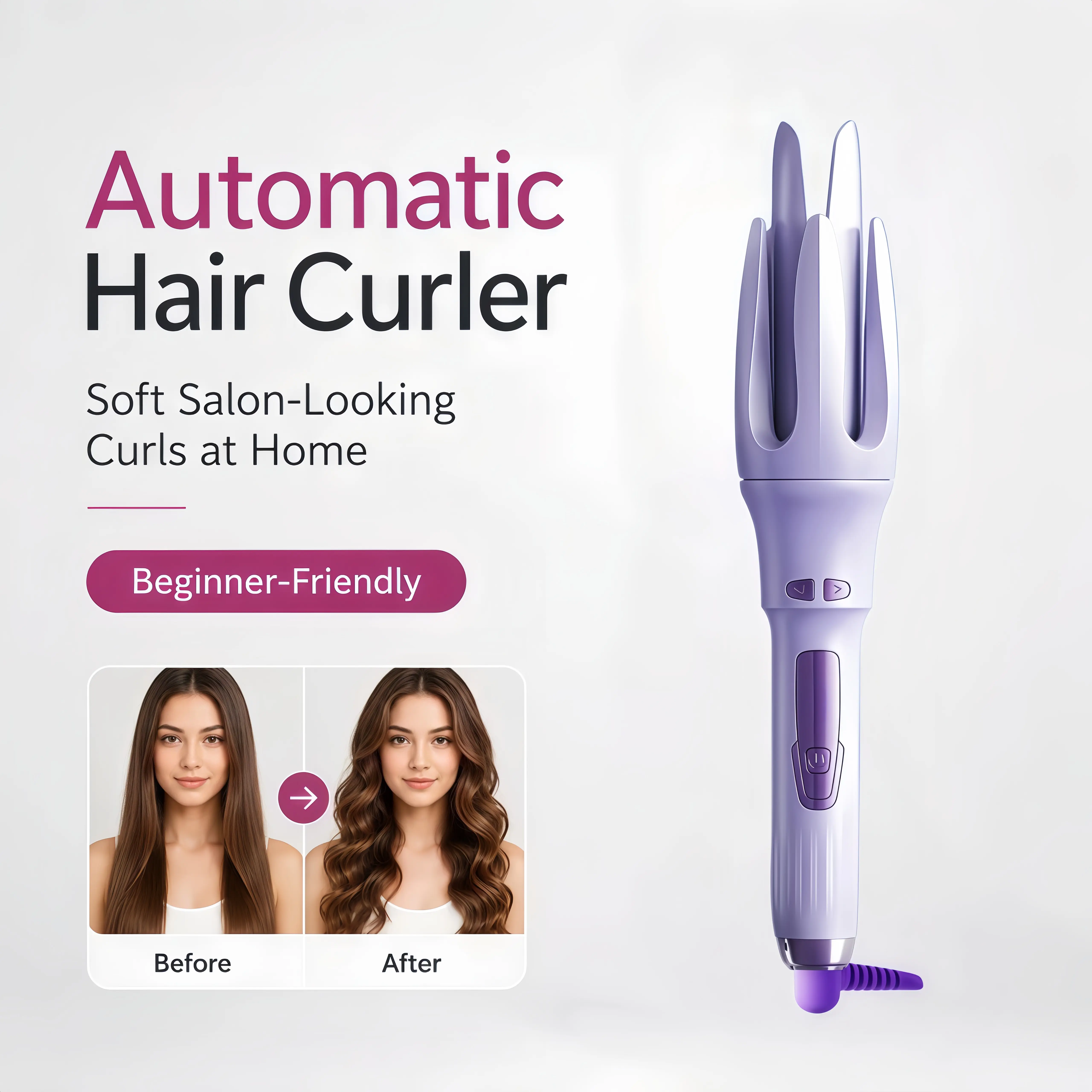 Automatic curling iron, 32mm fast-heating curler, 4 temperature settings, auto shut-off, easy-to-use styling tool, suitable for all hair types, ideal gift, professional hair and beauty