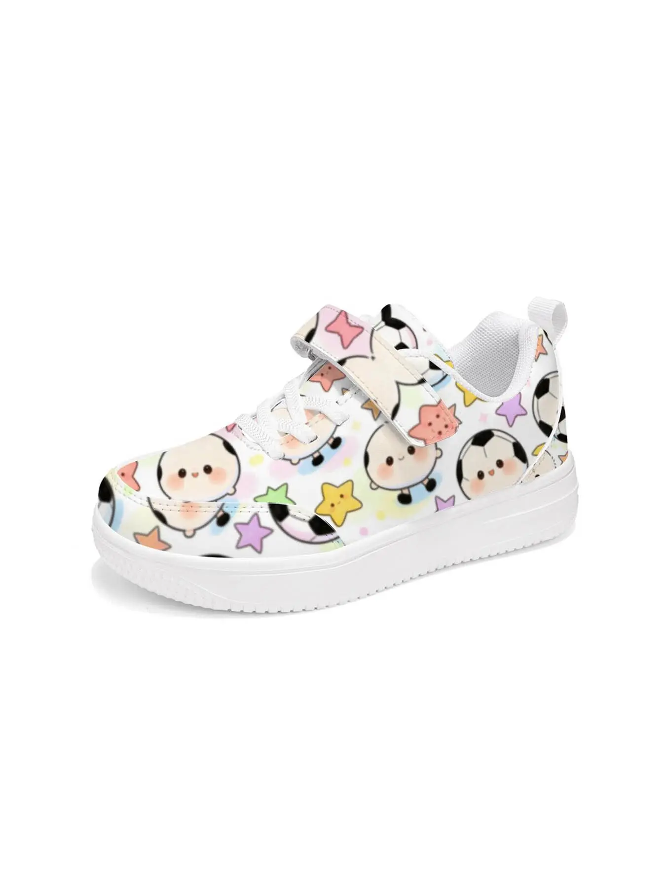 Cute Cartoon Velcro Kids Sports Shoes, Fashionable Trendy Bright Print Q Cutie Characters, Dual Closure Elastic Laces, Unisex Shoes