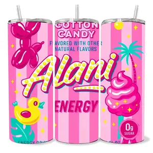 Alani Energy 20  oz Tumbler - BPA Free, Stainless Steel, Leak Proof, Clear Lid, Includes Straw