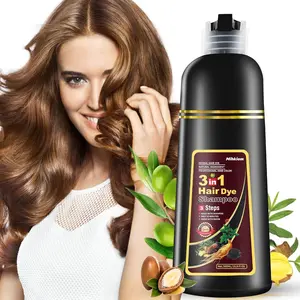 Mihkiom Brown Hair Dye Shampoo 3 in 1 for Women & Men, Hair Color Shampoo Refresh Hair Only 20 Mins - Natural Plant - Champu Para Pintar el Pelo