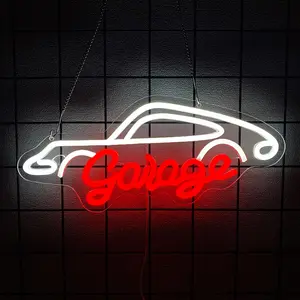 Garage Neon Sign LED Garage Sign for Decoration, Car Repair Shop Man Cave Gift, USB Powered Easy to Hang, Best Gift for Dad