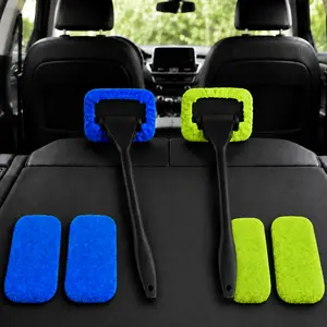 Car Windshield Glass Cleaning Kit, Multifunctional Glass Wiper Tool Set with Two Cleaning Cloths, Practical Auto Care Essentials