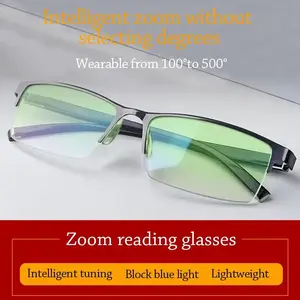 New Anti Blue Ray Reading Glasses Smart Automatic Zoom Reading Glasses Autofocus Power +1.0(100) ~ +7.0(700) Half-Rim Unisex