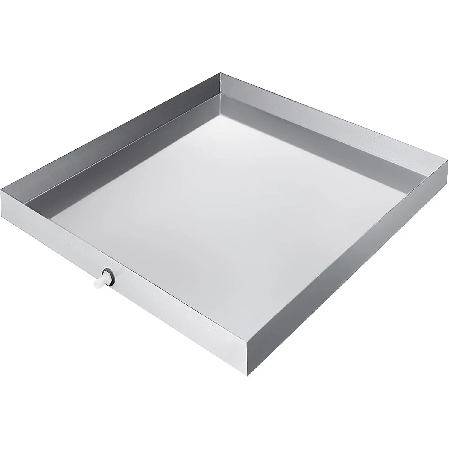 VEVOR 304 Stainless Steel Washing Machine Drain Pan, 27x25x2.5in 18 GA Abrasion & Corrosion Resistant Heavy Duty Pan for Washers & Dishwashers, Welded Edge Compact Drip Tray with Drain Hole & Hassle-Free Assembly Hose Adapter, 18 Ga Thickness, Abrasion An