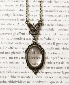 1PC Gothic Retro Enlarged Glass Pendant Necklace For Women's Steampunk Victorian Monochrome Jewelry