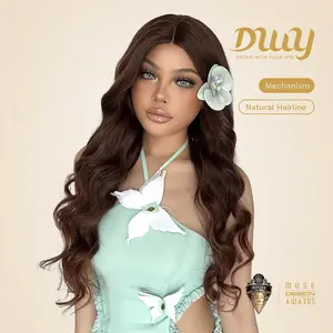 [CLEARANCE SALE] Becky - DWY Lace Front Middle Part Long-Length Curly Chesnut Brown Glueless Synthetic Wig for Women 26 Inches