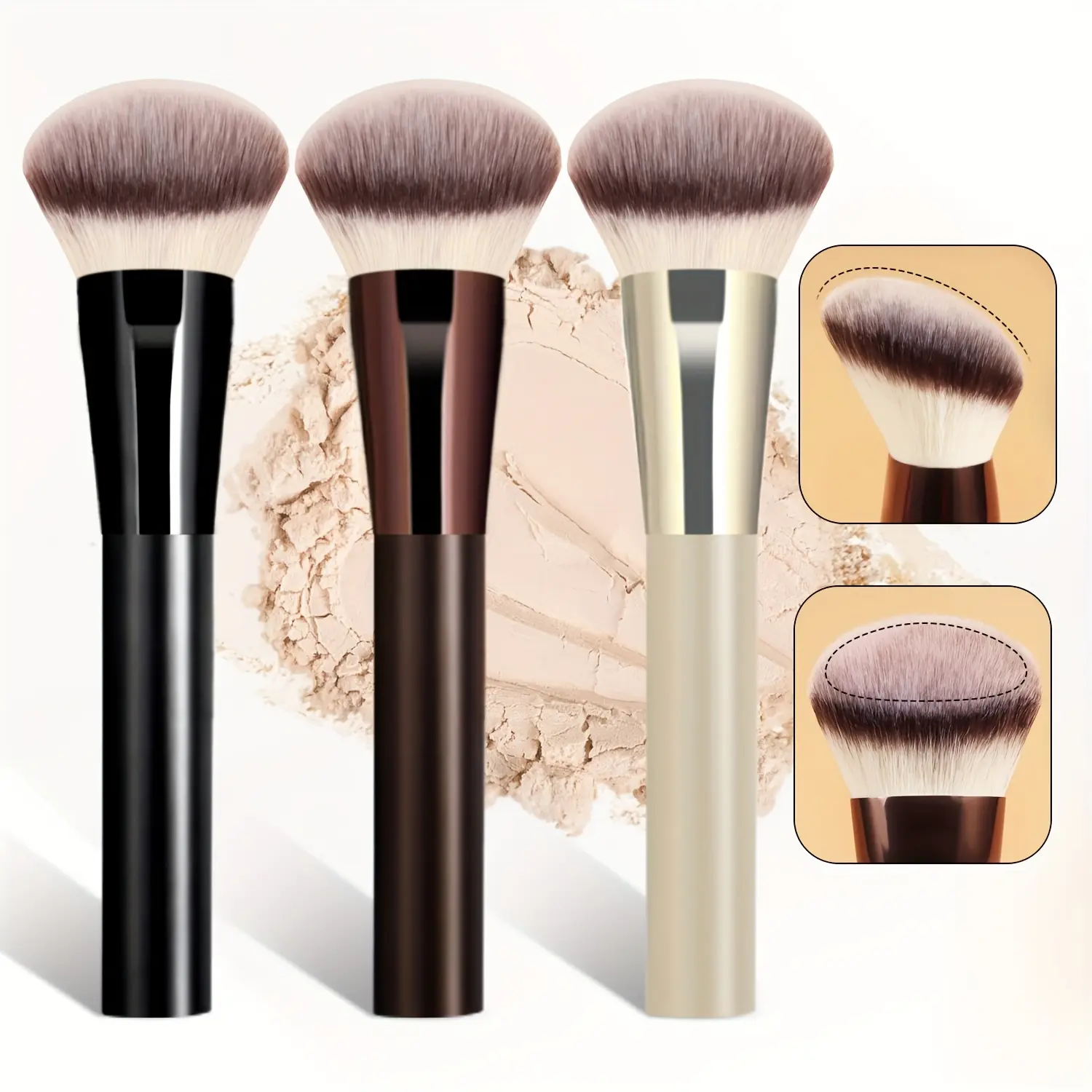 Professional Foundation Brush with Soft Bristles and Durable Full-Palm Handle, Fragrance-Free Makeup Tool for All Skin Types, Single Item for Foundation, Serum, and Powder Application